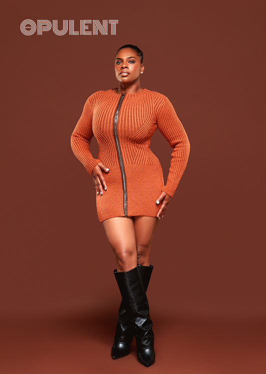 Miss Opulent Sweater Dress Orange