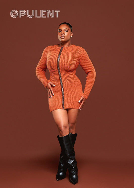 Miss Opulent Sweater Dress Orange - Opulent Gurlz